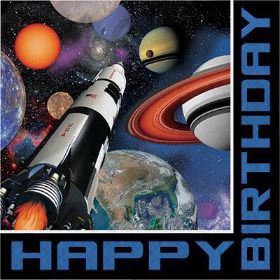 Space Blast Happy Birthday Luncheon Napkins-Astronauts and Galaxy Themed Birthday Supplies-Party Things Canada
