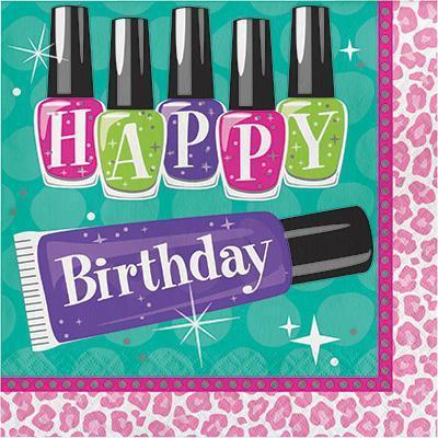 Sparkle Spa Party Happy Birthday Luncheon Napkins-Spa Make-Up Themed Birthday Supplies-Party Things Canada