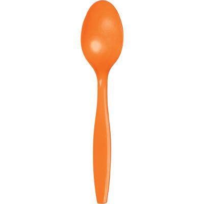Sunkissed Orange Plastic Spoons-Orange Solid Color Tableware-Party Things Canada