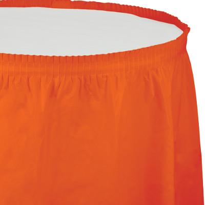 Sunkissed Orange Plastic Table Skirt-Orange Solid Color Tableware-Party Things Canada