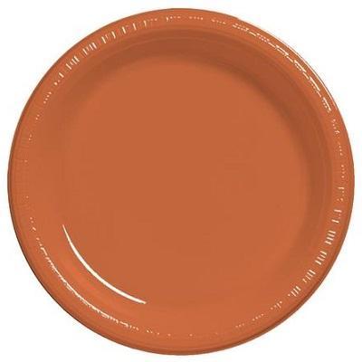 Terracota Plastic Dinner Plates-Terracotta Earth Brown Solid Color Tableware-Party Things Canada