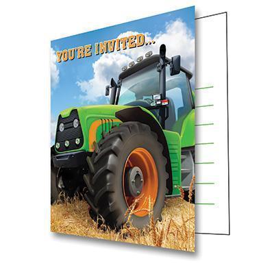 Tractor Time Invitations-Tractors Farmers Themed Birthday Supplies-Party Things Canada