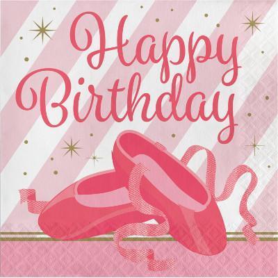 Twinkle Toes Happy Birthday Luncheon Napkins-Ballerina Themed Birthday Supplies-Party Things Canada