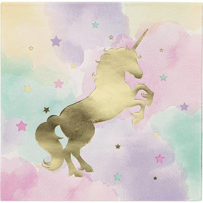 Unicorn Sparkle Luncheon Napkins-Gold Sparkle Unicorns Birthday Supplies-Party Things Canada