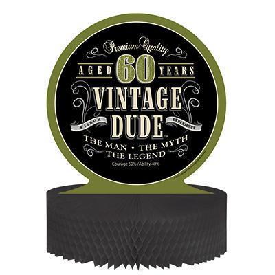Vintage Dude 60th Centerpiece-Men Birthday Milestones Supplies-Party Things Canada