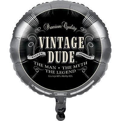 Vintage Dude Metallic Balloon-Men Birthday Milestones Supplies-Party Things Canada