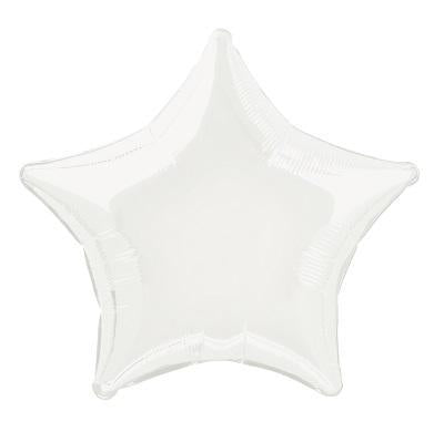 White Star Shaped Foil Balloon-Metallic Helium Balloons-Party Things Canada