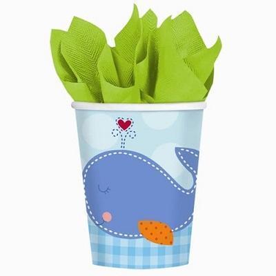Ahoy Baby Boy Cups-Ahoy Baby Whales Baby Shower Supplies-Party Things Canada