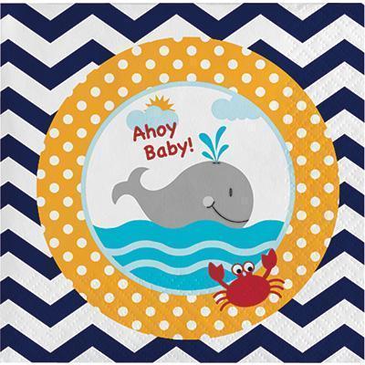 Ahoy Matey 'Ahoy Baby' Beverage Napkins-Ahoy Matey Nautical Theme Baby Shower Birthday Supplies-Party Things Canada