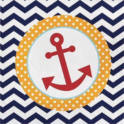 Ahoy Matey Luncheon Napkins-Ahoy Matey Nautical Theme Baby Shower Birthday Supplies-Party Things Canada