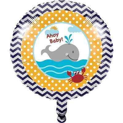 Ahoy Matey Metallic Balloon-Ahoy Matey Nautical Theme Baby Shower Birthday Supplies-Party Things Canada
