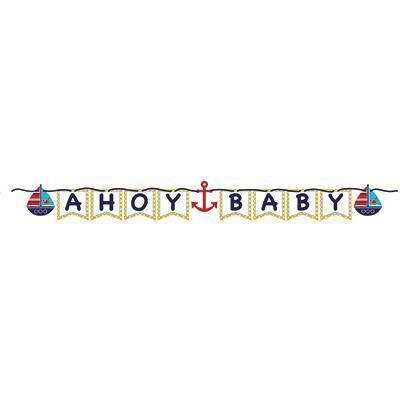 Ahoy Matey Ribbon Banner-Ahoy Matey Nautical Theme Baby Shower Birthday Supplies-Party Things Canada