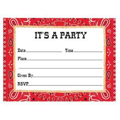 Bandanarama Invitations-Bandana Western Themed Party Supplies-Party Things Canada