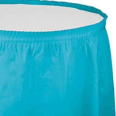 Bermuda Blue Plastic Table Skirt-Color-Creative Converting-Default-Party Things Canada