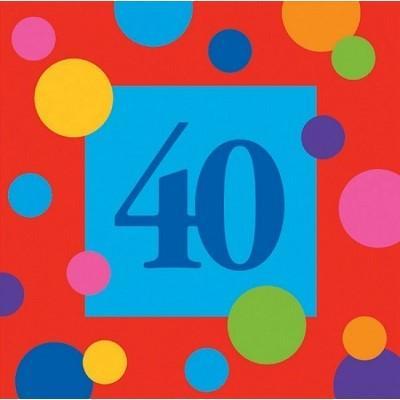 Birthday Stripes '40' Beverage Napkins Birthday Party Creative Converting 