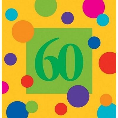 Birthday Stripes '60' Beverage Napkins Birthday Party Creative Converting 