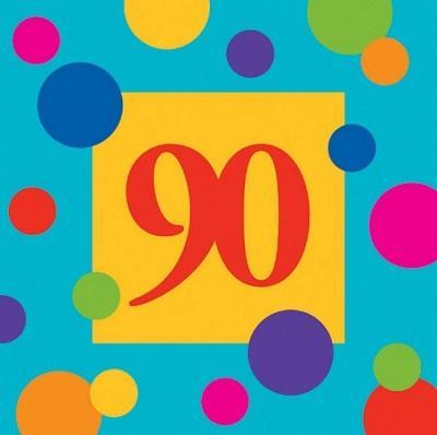 Birthday Stripes '90' Beverage Napkins Birthday Party Creative Converting 