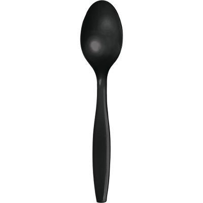 Black Velvet Plastic Spoons-Black Tableware Party Supplies-Party Things Canada