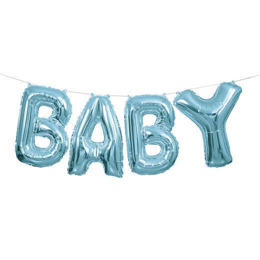 Blue 'Baby' Foil Balloon Banner Kit-Party Things Canada