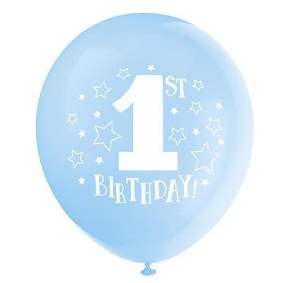 Blue Stars 1st Birthday Balloons-Age Birthday Latex Balloons-Party Things Canada