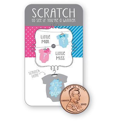 Bow or Bowtie 'Boy' Scratch Cards Game-Baby Shower Gender Reveal Supplies-Party Things Canada