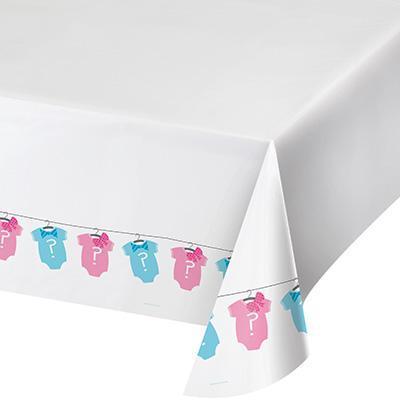 Bow or Bowtie Plastic Tablecover-Baby Shower Gender Reveal Supplies-Party Things Canada