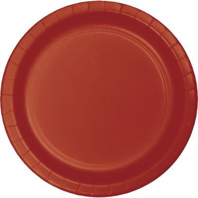 Brick Round Paper Dinner Plates Solid Colors Creative Converting 
