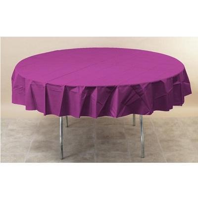Bright Plum Round Plastic Tablecover Solid Colors Creative Converting 