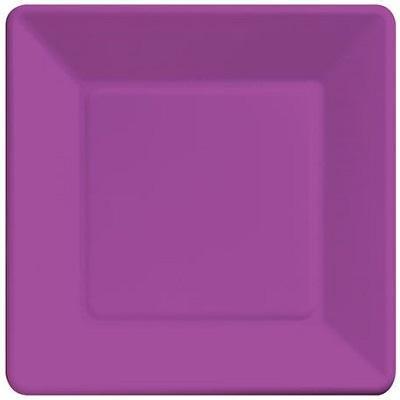 Bright Plum Square Paper Dinner Plates Solid Colors Creative Converting 