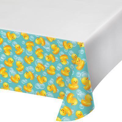 Bubble Bath Plastic Tablecover-Rubber Ducky Themed Baby Shower Supplies-Party Things Canada
