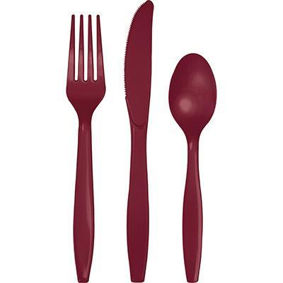 Burgundy Assorted Plastic Cutlery Color Creative Converting 