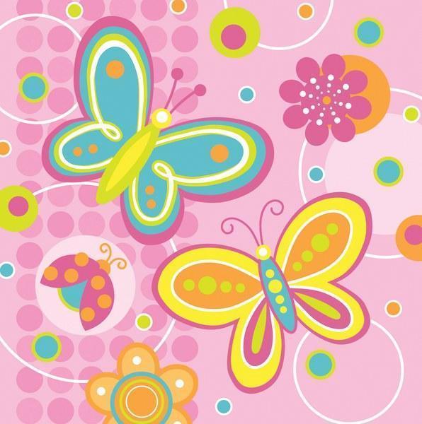 Beverage Napkins - Butterflies & Flowers Birthday Paty Creative Converting 