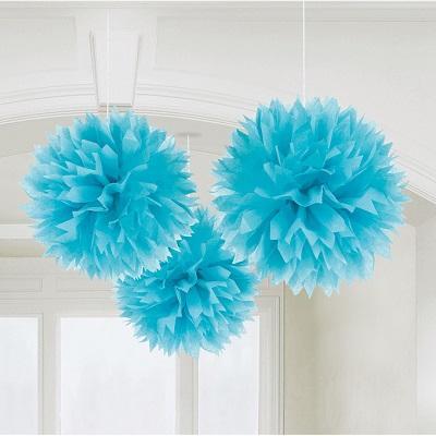 Caribbean Blue Fluffy Hanging Decorations - Party Things Canada
