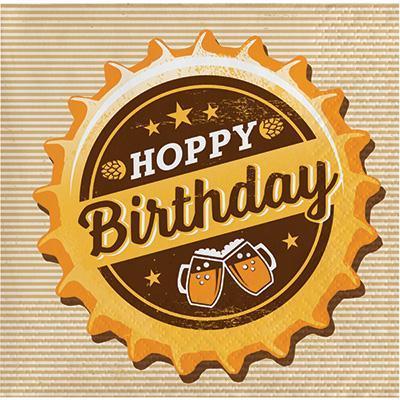 Cheers and Beers 'Hoppy' Birthday Beverage Napkins-Beer Tasting Themed Birthday Supplies-Party Things Canada