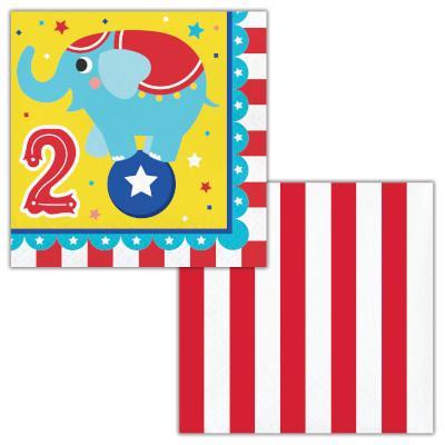 Circus Party 2nd Birthday Luncheon Napkins-Carnival Themed Birthday Supplies-Party Things Canada