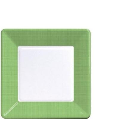 Citrus Green Textured Border Square Luncheon Plates-Citrus Green Party Tableware-Party Things Canada