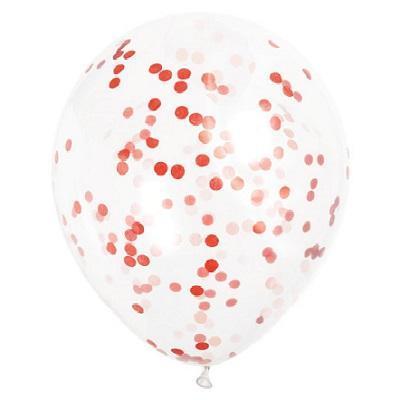 Clear Balloons with Ruby Red Confetti, 6 Ct