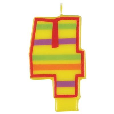 Decorative Numeral '4' Birthday Candle-Age Numbers Birthday Candles-Party Things Canada