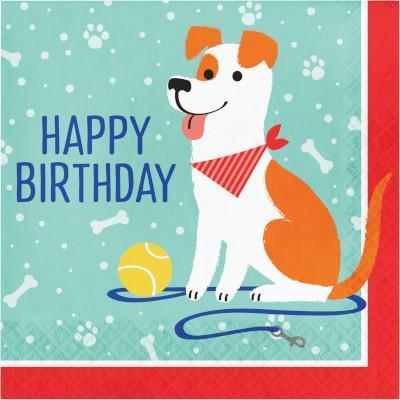 Dog Party Happy Birthday Luncheon Napkins-Dogs Themed Birthday Supplies-Party Things Canada