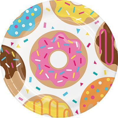 Donut Time Dinner Plates-Doughnut Themed Birthday Supplies-Party Things Canada