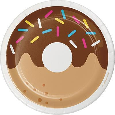 Donut Time Luncheon Plates-Doughnut Themed Birthday Supplies-Party Things Canada