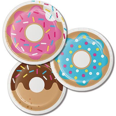 Donut Time Luncheon Plates-Doughnut Themed Birthday Supplies-Party Things Canada