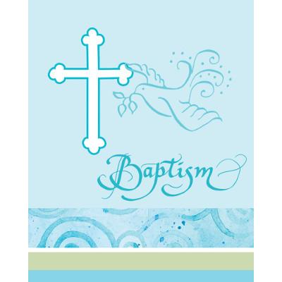 Faithful Dove Blue Baptism Invitations-Boy Baptism First Communion Tableware Supplies-Party Things Canada