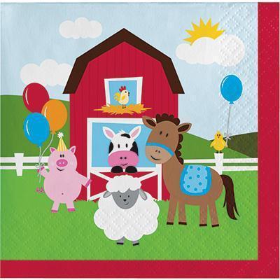 Farmhouse Fun Beverage Napkins-Barnyard Farm Animals Themed Birthday Supplies-Party Things Canada