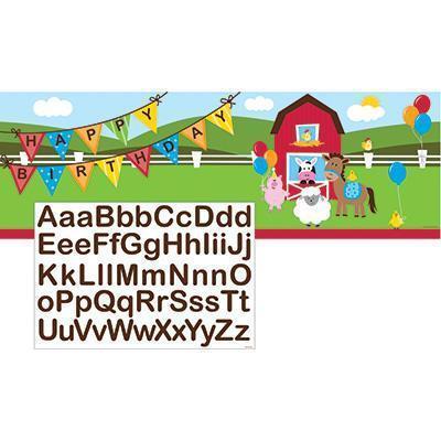 Farmhouse Fun Giant Party Banner-Barnyard Farm Animals Themed Birthday Supplies-Party Things Canada