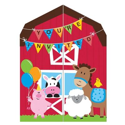 Farmhouse Fun Invitations-Barnyard Farm Animals Themed Birthday Supplies-Party Things Canada