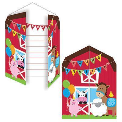 Farmhouse Fun Invitations-Barnyard Farm Animals Themed Birthday Supplies-Party Things Canada