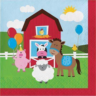 Farmhouse Fun Luncheon Napkins-Barnyard Farm Animals Themed Birthday Supplies-Party Things Canada