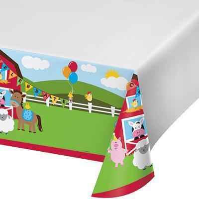Farmhouse Fun Plastic Tablecover-Barnyard Farm Animals Themed Birthday Supplies-Party Things Canada