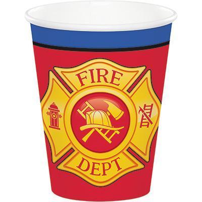 Flaming Fire Truck Cups-Firefighters Themed Birthday Supplies-Party Things Canada